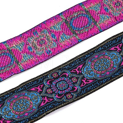 Ethnic Style Embroidery Polyester Ribbon SRIB-WH0007-02D-1