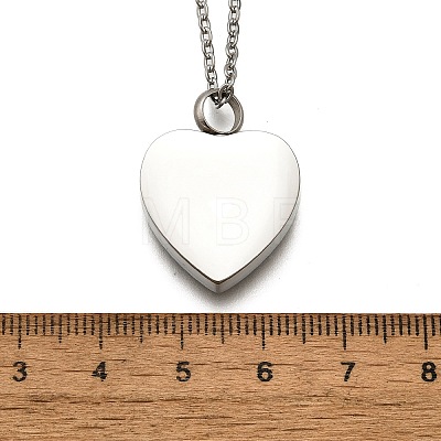 304 Stainless Steel Heart Cinerary Casket Pendant Necklaces NJEW-V002-02P-1