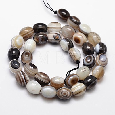Natural Dyed Stripe Agate Oval Bead Strands G-L288-01A-1