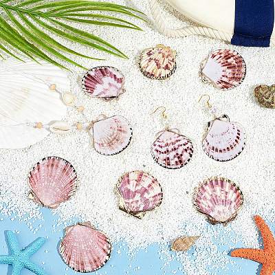 20Pcs Electroplate Natural Sea Shell Pendants SSHEL-PH0001-52-1