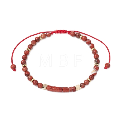 Natural Red Jasper Braided Bead Bracelets BJEW-JB11241-04-1