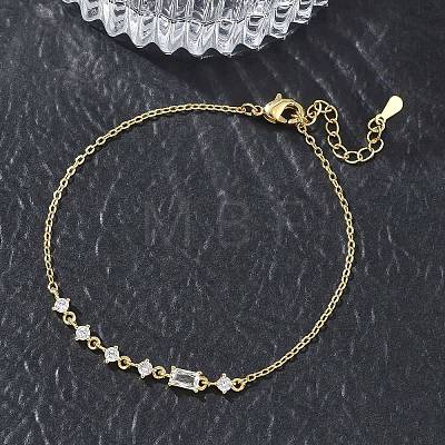 Brass Micro Pave Clear Cubic Zirconia Link Bracelets BJEW-E114-01C-G-1