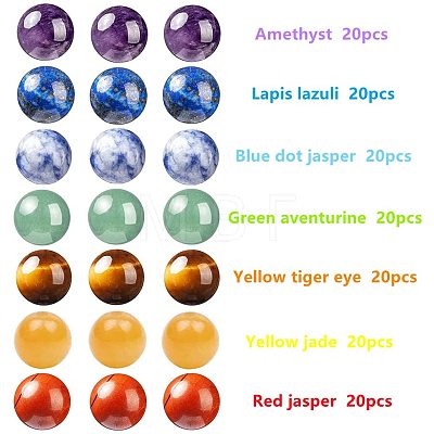 140Pcs 7 Style Natural Mixed Gemstone Round Beads Sets G-CJ0001-48-1