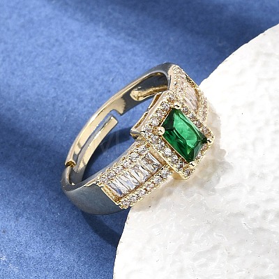 Brass Micro Pave Clear Cubic Zirconia Cuff Open Rings CU-CBA5C10-14G-1
