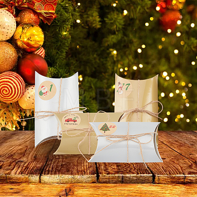 24Pcs Pillow Foldable Creative Christmas Paper Candy Box with Cord CON-WH0089-06-1