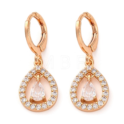 Brass Micro Pave Clear Cubic Zirconia Leverback Earrings EJEW-K300-59G-01-1