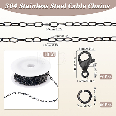 10M Ion Plating(IP) 304 Stainless Steel Paperclip Chains wih 50Pcs Open Jump Rings with 20Pcs  Lobster Claw Clasps FIND-SC0012-56C-1