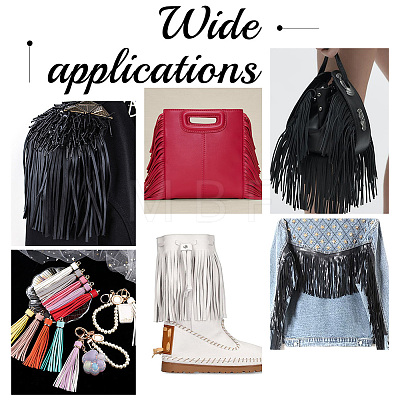   2 Meters PU Imitation Leather Tassels Trimming DIY-PH0010-44A-02-1