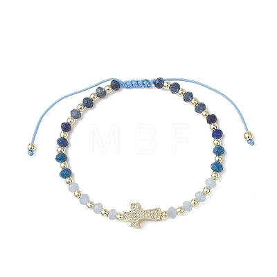 Dyed Natural Malaysia Jade Rondelle Beaded Braided Bead Bracelets BJEW-JB13395-02-1