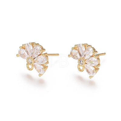 Brass Cubic Zirconia Stud Earring Findings LS-EJEW-E257-05G-1