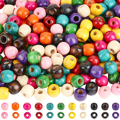 165Pcs 11 Colors Dyed Natural Maple Wood Beads WOOD-PA0001-61B-1