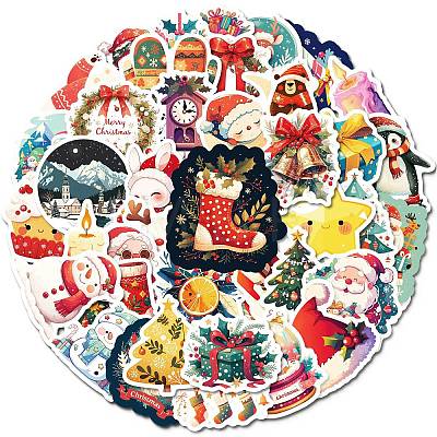 50Pcs Christmas Theme Cartoon Paper Stickers DIY-P085-07-1