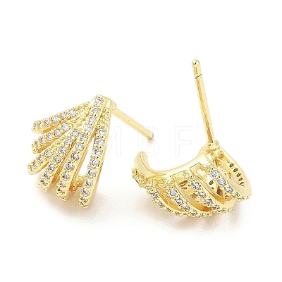 Rack Plating Brass Micro Pave Clear Cubic Zirconia Stud Earrings for Women EJEW-M260-19G-1