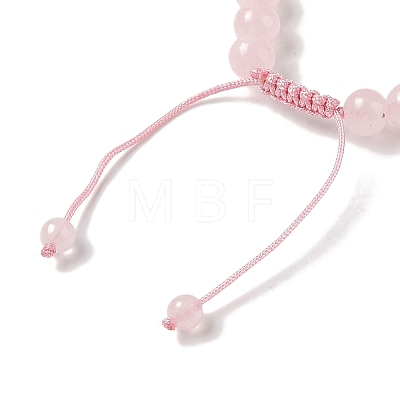 8mm Round Dyed Natural Rose Quartz Braided Bead Bracelets BJEW-C067-01B-20-1