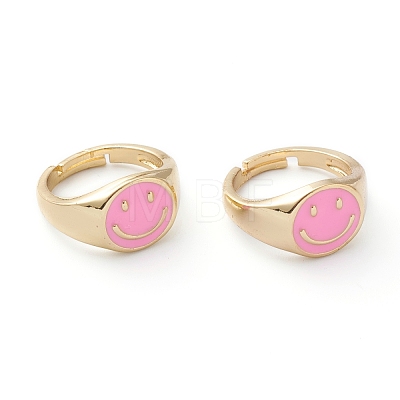 Adjustable Brass Enamel Finger Rings RJEW-Z006-E-05-1