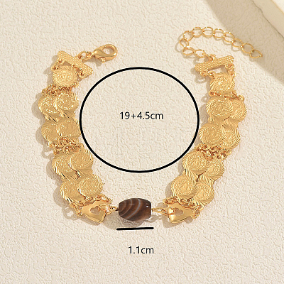Vintage Natural Agate(Dyed & Heated) Oval Link Bracelets SP0350-1