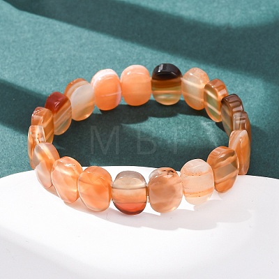 Dyed & Heated Natural Banded Agate Faceted Beaded Stretch Bracelets for Women BJEW-K251-07I-1
