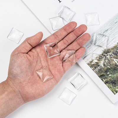 Clear Square Transparent Glass Cabochons X-GGLA-S013-25x25mm-1-1