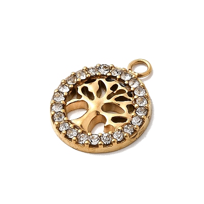 304 Stainless Steel Micro Pave Rhinestone Pendants STAS-G369-11G-1