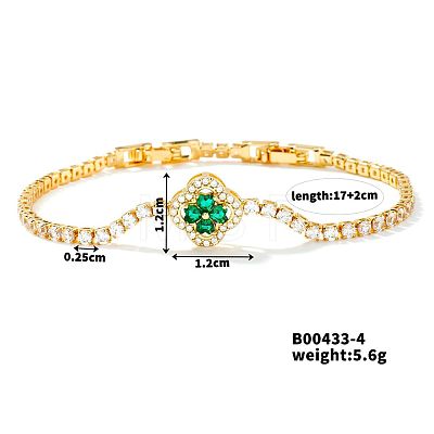 Elegant Four-Leaf Clover Zircon Bracelet for Everyday Western Style. QU3098-2-1