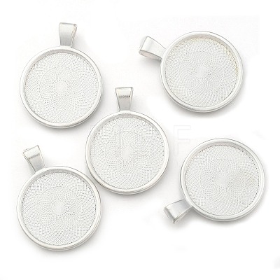 Flat Round Alloy Pendant Cabochon Settings LS-PALLOY-A15654-S-NF-1