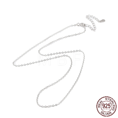 Anti-Tarnish Platinum Rhodium Plated 925 Sterling Silver Chain Necklace NJEW-A011-02P-1