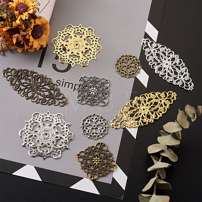  Jewelry Iron & Alloy Filigree Joiners Links FIND-PJ0001-02-1