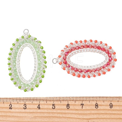 Glass Seed Beaded Pendants PALLOY-MZ01362-1