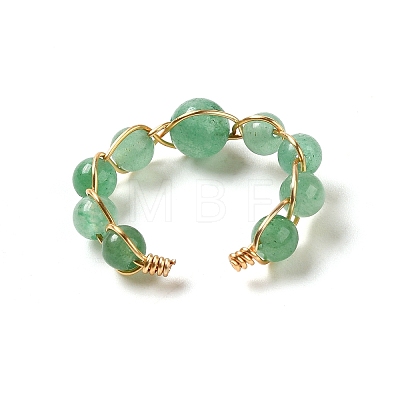 Adjustable Natural Green Aventurine with Brass Rings G-B075-01G-02-1