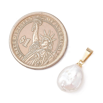 Natural Keshi Pearl Pendants with 304 Stainless Steel Snap on Bails PALLOY-JF05102-1