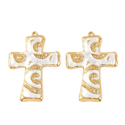 304 Stainless Steel Enamel Rhinestone Big Pendants STAS-L314-09G-03-1