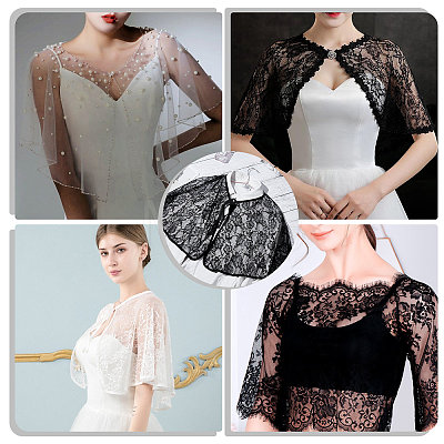 Detachable Polyester Bridal Lace Shawls AJEW-WH0248-13A-1