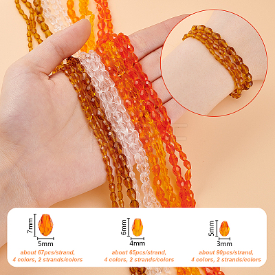 24 Strands 12 Styles Transparent Faceted Glass Beads GLAA-WR0001-04-1