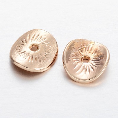 Oval Light Gold Plating Alloy Wavy Spacer Beads PALLOY-M173-02-1