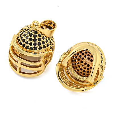 Rack Plating Brass Micro Pave Cubic Zirconia Pendants KK-Z063-49G-02-1