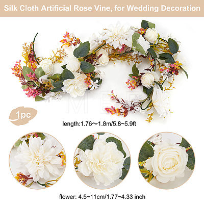 Silk Cloth Artificial Rose Vine AJEW-WH0348-64B-1