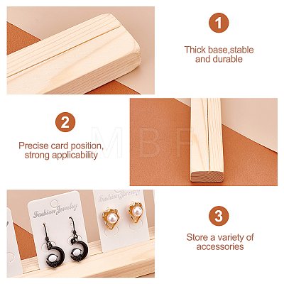 4Pcs Wooden Jewelry Display Card Stands ODIS-WH0027-046-1