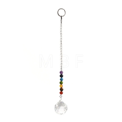 Chakra Round Ball Crystal Suncatcher Dowsing Pendulum Pendants PALLOY-JF00460-02-1