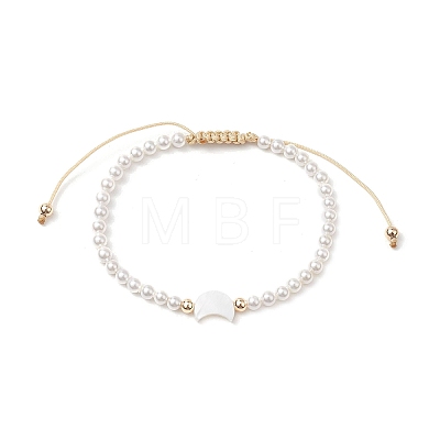 Shell Pearl Braided Bead Bracelets BJEW-JB11479-01-1