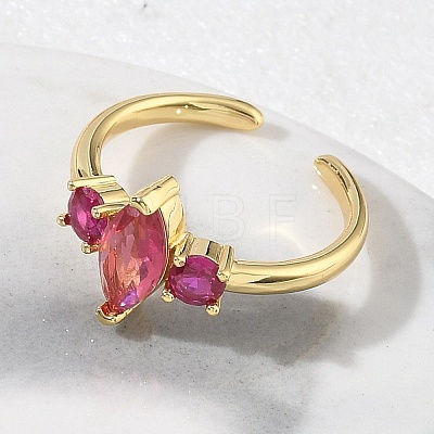 Brass Micro Pave Cubic Zirconia Cuff Open Rings for Women RJEW-L343-14G-01-1