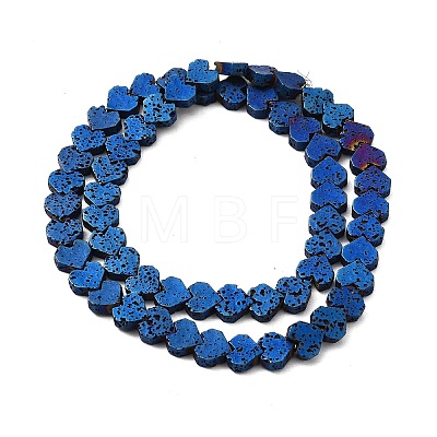 Electroplated Natural Lava Rock Beads Strands G-Q1009-G01-01B-1