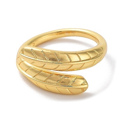 Brass Open Cuff Rings for Women RJEW-E292-21G-1