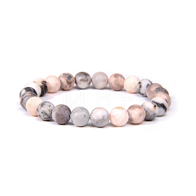 Natural Zebra Jasper Bead Stretch Bracelets X-BJEW-K212-A-035-1