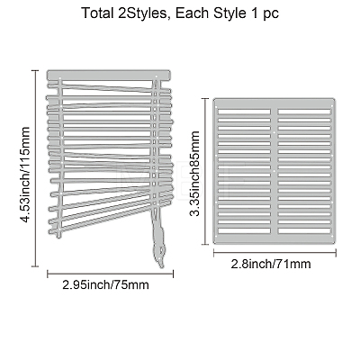2Pcs 2 Styles Carbon Steel Cutting Dies Stencils DIY-WH0309-848-1
