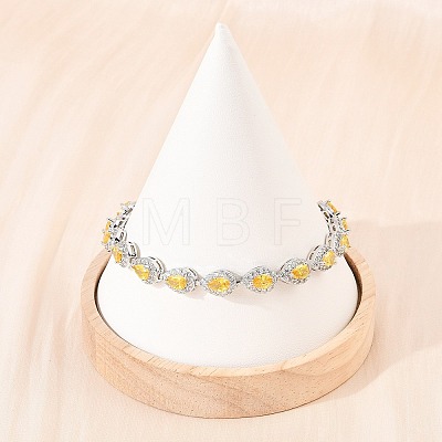 Platinum Tone Brass Micro Pave Cubic Zirconia Tennis Bracelets BJEW-B160-05P-1
