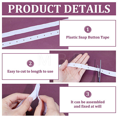 10 Yards Plastic Snap Button Tape FIND-HY0004-79A-1