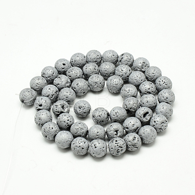 Electroplated Natural Lava Rock Beads Strands X-G-T058-03I-4MM-1