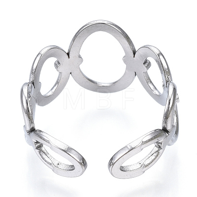 304 Stainless Steel Oval Open Cuff Ring RJEW-N040-08-1