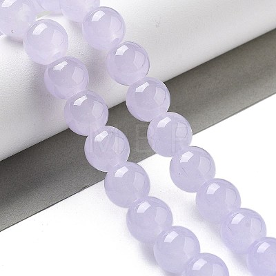 Imitation Jade Glass Round Beads Strands GLAA-A016-01A-1