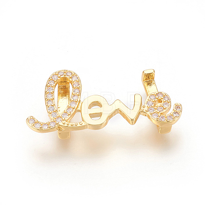 Brass Micro Pave Cubic Zirconia Letter Slide Charms ZIRC-P077-31-NR-1